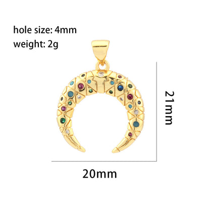 18K Gold Filled Pendants Moon Colorful Rhinestone Charms Jewelry Making Findings Supplies Pendants Doki Decor   