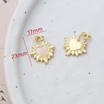 18K Gold Filled Pendants Natural Shell Heart Flower Butterfly Crown For Jewelry Making Pendants Doki Decor 6  