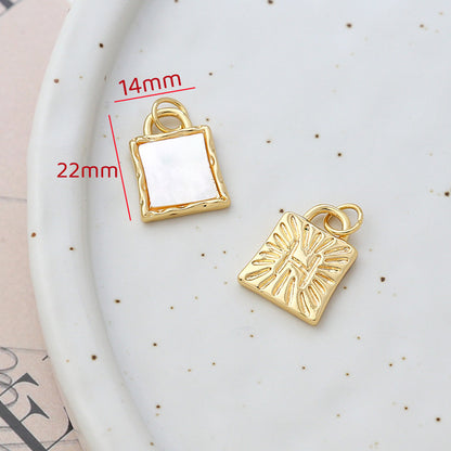 18K Gold Filled Pendants Natural Shell Heart Flower Butterfly Crown For Jewelry Making Pendants Doki Decor 9  