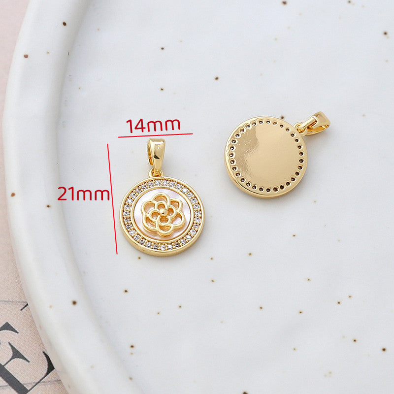 18K Gold Filled Pendants Natural Shell Heart Flower Butterfly Crown For Jewelry Making Pendants Doki Decor 11  