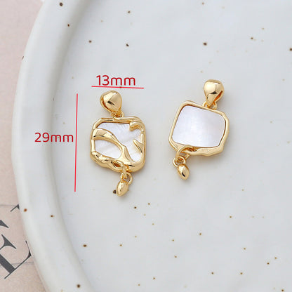 18K Gold Filled Pendants Natural Shell Heart Flower Butterfly Crown For Jewelry Making Pendants Doki Decor 13  