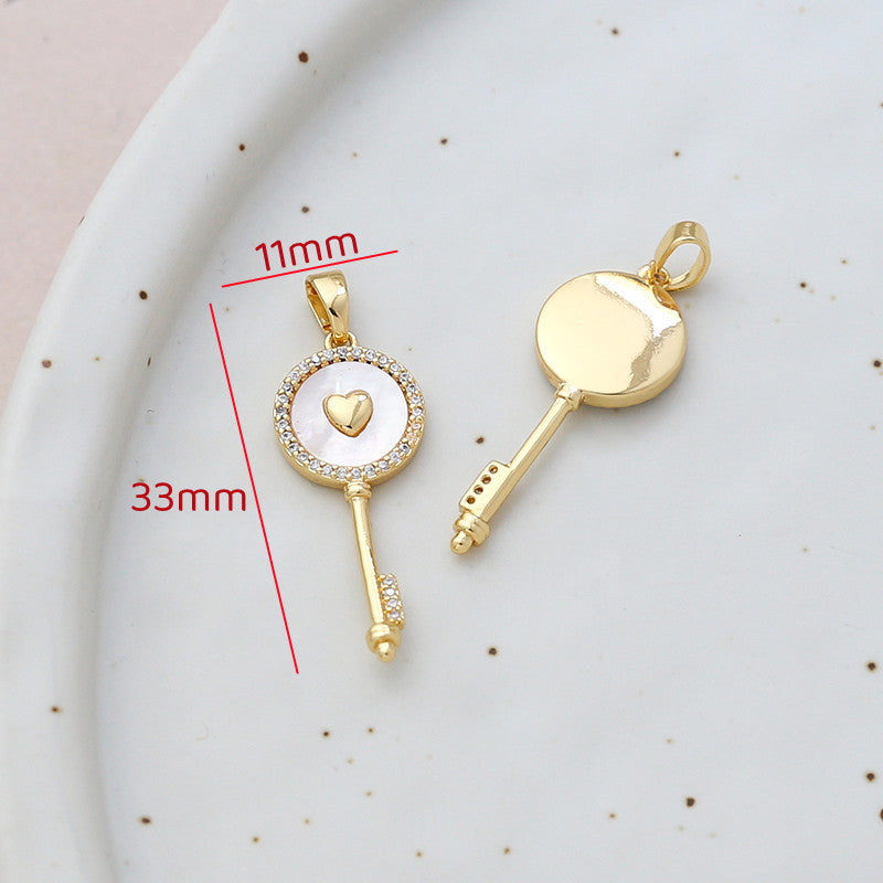 18K Gold Filled Pendants Natural Shell Heart Flower Butterfly Crown For Jewelry Making Pendants Doki Decor 15  