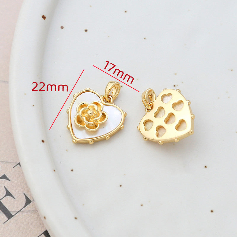 18K Gold Filled Pendants Natural Shell Heart Flower Butterfly Crown For Jewelry Making Pendants Doki Decor 16  