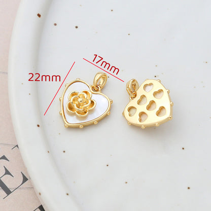 18K Gold Filled Pendants Natural Shell Heart Flower Butterfly Crown For Jewelry Making Pendants Doki Decor 16  