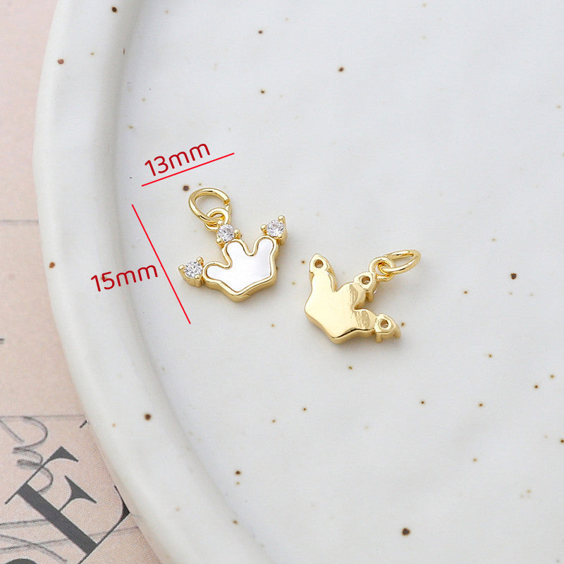 18K Gold Filled Pendants Natural Shell Heart Flower Butterfly Crown For Jewelry Making Pendants Doki Decor 1  