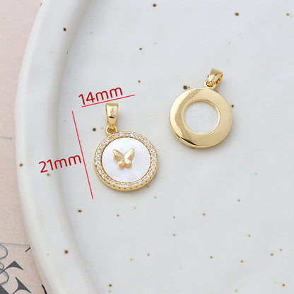 18K Gold Filled Pendants Natural Shell Heart Flower Butterfly Crown For Jewelry Making Pendants Doki Decor 4  