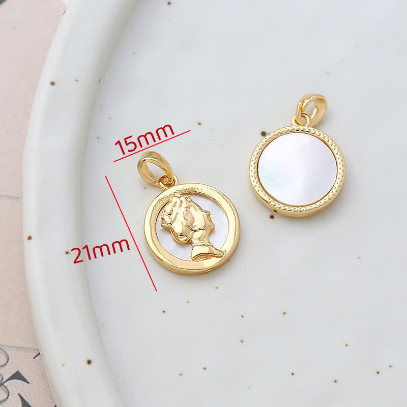 18K Gold Filled Pendants Natural Shell Heart Flower Butterfly Crown For Jewelry Making Pendants Doki Decor 5  