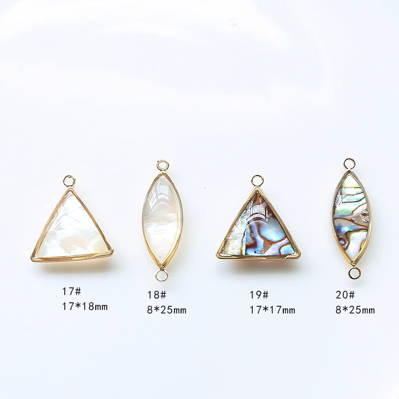 5PCS 18K Gold Filled Pendants Natural Black White Shell Colorful Triangle Heart Oval Round Charms Jewelry Making Findings Supplies Pendants Doki Decor 17  