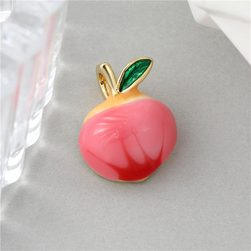 18K Gold Filled Pendants Peach Grapes Fruits Rhinestone Charms Jewelry Making Findings Supplies Pendants Doki Decor Peach  