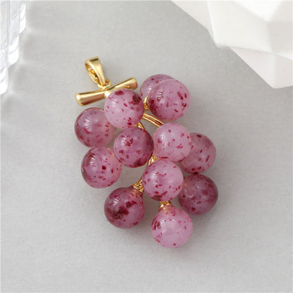 18K Gold Filled Pendants Peach Grapes Fruits Rhinestone Charms Jewelry Making Findings Supplies Pendants Doki Decor Grapes  