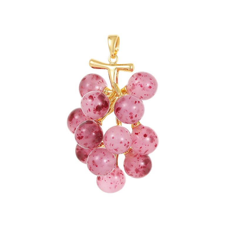 18K Gold Filled Pendants Peach Grapes Fruits Rhinestone Charms Jewelry Making Findings Supplies Pendants Doki Decor   