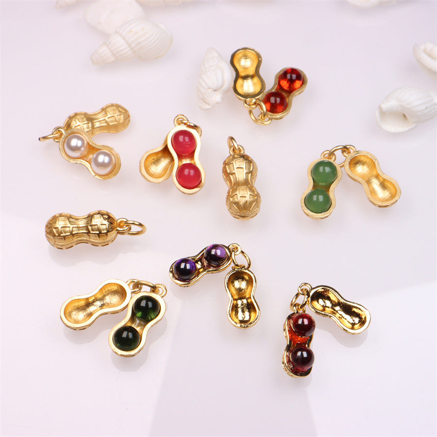 10PCS 18K Gold Filled Pendants Peanut Pearl Jade Glass Ball Jewelry Making Findings Supplies Pendants Doki Decor   