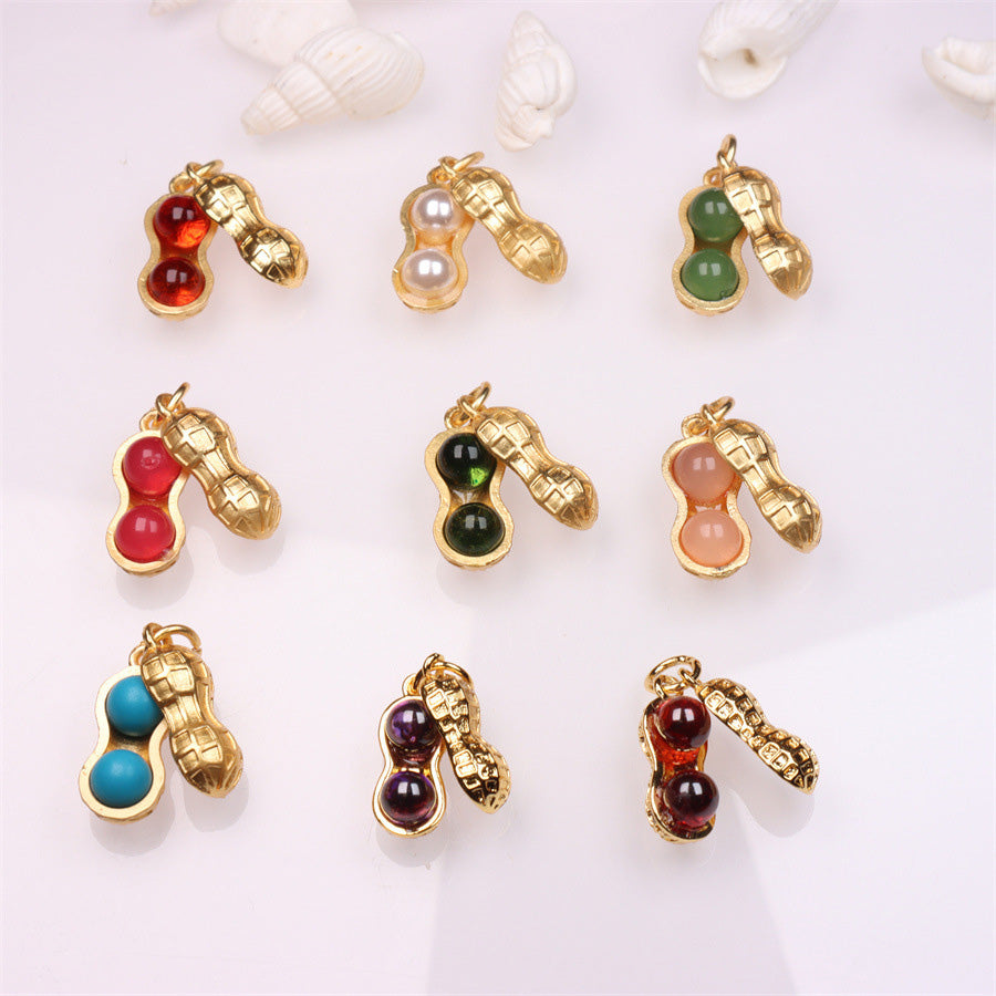 10PCS 18K Gold Filled Pendants Peanut Pearl Jade Glass Ball Jewelry Making Findings Supplies Pendants Doki Decor   