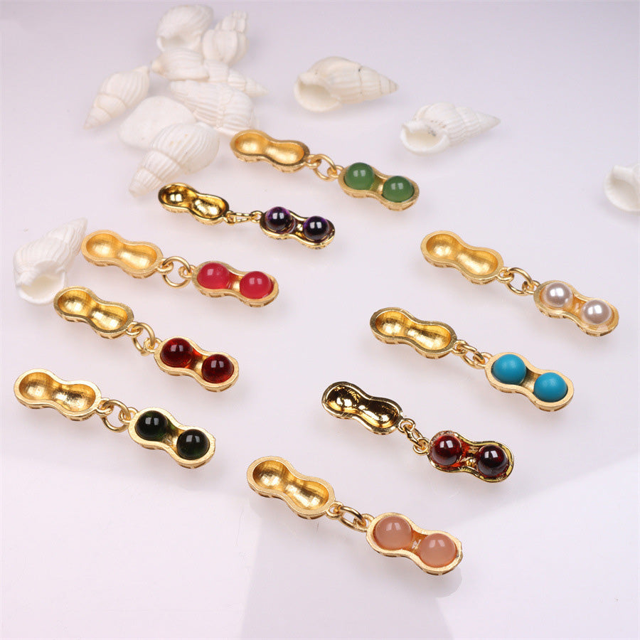 10PCS 18K Gold Filled Pendants Peanut Pearl Jade Glass Ball Jewelry Making Findings Supplies Pendants Doki Decor   