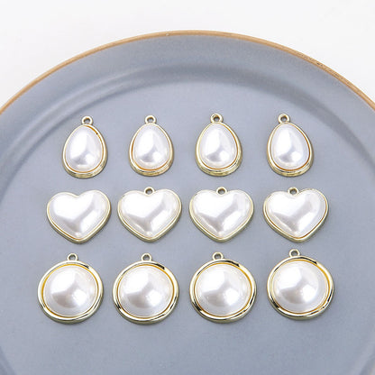 10PCS 18K Gold Filled Pendants Pearl Heart Waterdrop Round Charms Jewelry Making Findings Supplies Pendants Doki Decor   