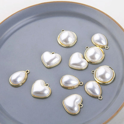 10PCS 18K Gold Filled Pendants Pearl Heart Waterdrop Round Charms Jewelry Making Findings Supplies Pendants Doki Decor   