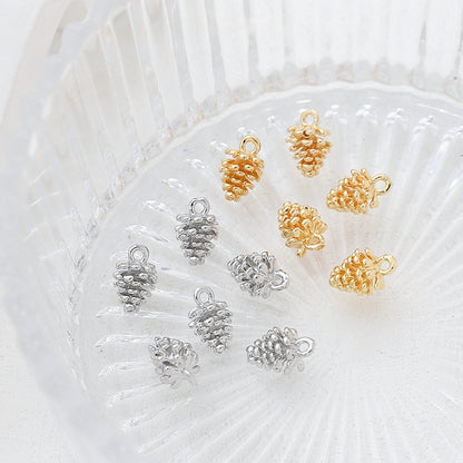 5PCS 18K Gold Filled Pendants Pine Nut Pine Cone White Gold Charms Jewelry Making Findings Supplies Pendants Doki Decor   