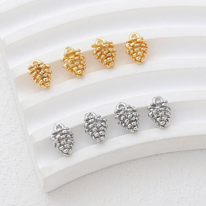 5PCS 18K Gold Filled Pendants Pine Nut Pine Cone White Gold Charms Jewelry Making Findings Supplies Pendants Doki Decor   