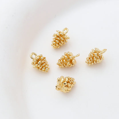 5PCS 18K Gold Filled Pendants Pine Nut Pine Cone White Gold Charms Jewelry Making Findings Supplies Pendants Doki Decor 18K Gold  