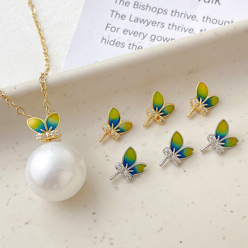 5PCS 18K Gold Filled Pendants Rabbit Ears Beads Pearls Tray Needle Rhinestone White Gold Charms Jewelry Making Findings Supplies Pendants Doki Decor   