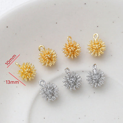 5PCS 18K Gold Filled Pendants Red Bayberry Ball White Gold Charms Jewelry Making Findings Supplies Pendants Doki Decor   