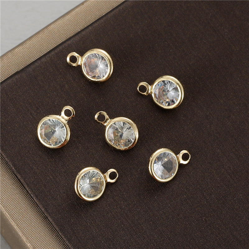 10PCS 18K Gold Filled Pendants Rhinestone Round Circle Dangle Charms Jewelry Making Findings Supplies Pendants Doki Decor   