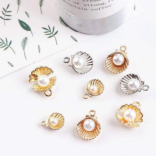 10PCS 18K Gold Filled Pendants Shell Pearl White Gold Charms Jewelry Making Findings Supplies Pendants Doki Decor   