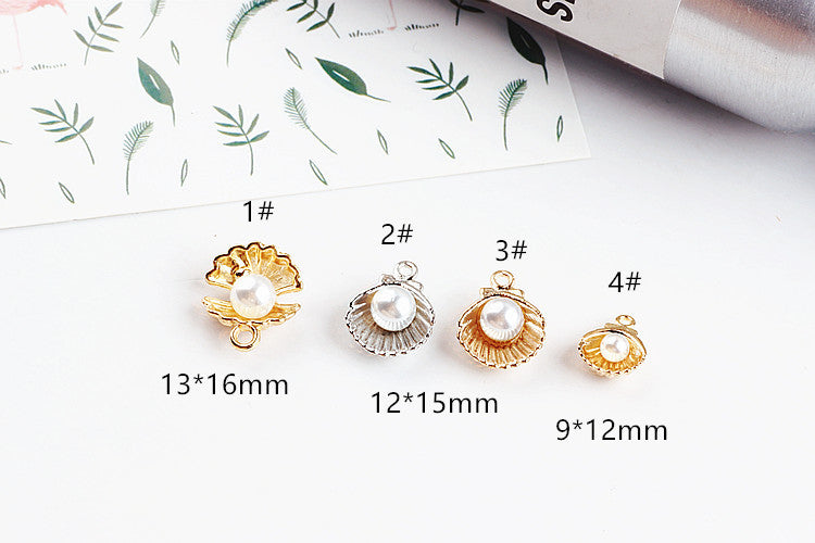 10PCS 18K Gold Filled Pendants Shell Pearl White Gold Charms Jewelry Making Findings Supplies Pendants Doki Decor 1#  