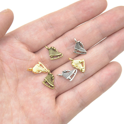 100PCS 18K Gold Filled Pendants Short Boots Skate Shoes For Jewelry Making Findings Supplies DIY Pendants Doki Decor   