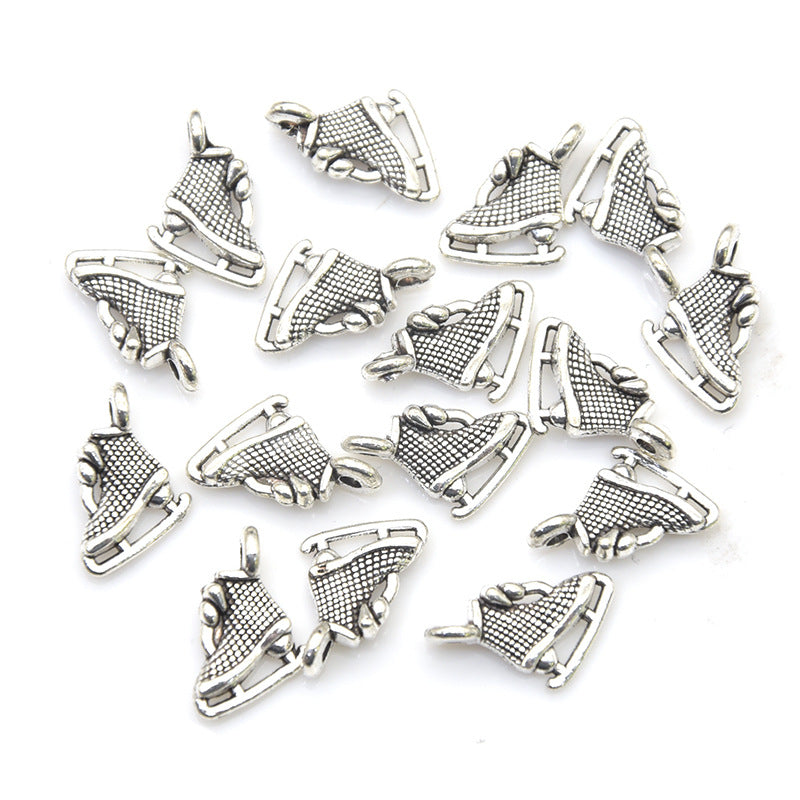 100PCS 18K Gold Filled Pendants Short Boots Skate Shoes For Jewelry Making Findings Supplies DIY Pendants Doki Decor Silver  