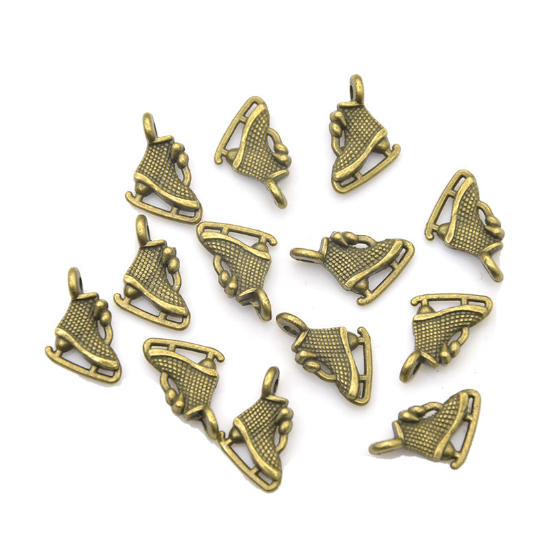 100PCS 18K Gold Filled Pendants Short Boots Skate Shoes For Jewelry Making Findings Supplies DIY Pendants Doki Decor Bronze  