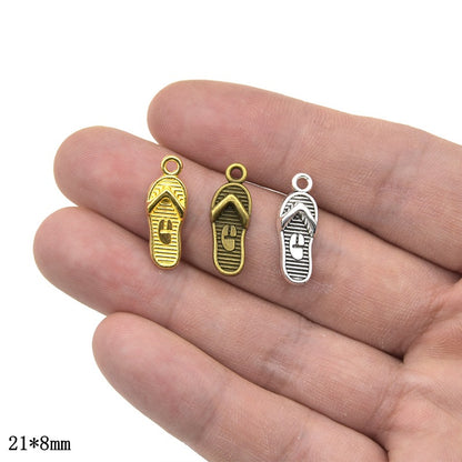 100PCS 18K Gold Filled Pendants Slippers For Jewelry Making Findings Supplies DIY Pendants Doki Decor   