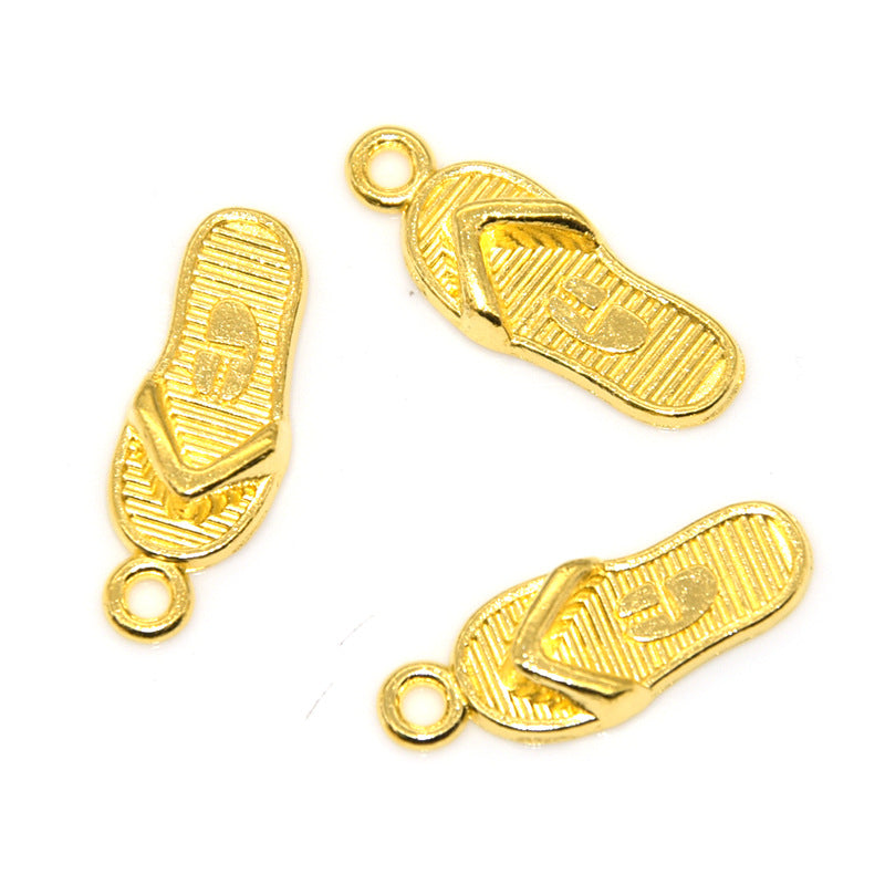 100PCS 18K Gold Filled Pendants Slippers For Jewelry Making Findings Supplies DIY Pendants Doki Decor 18K Gold  