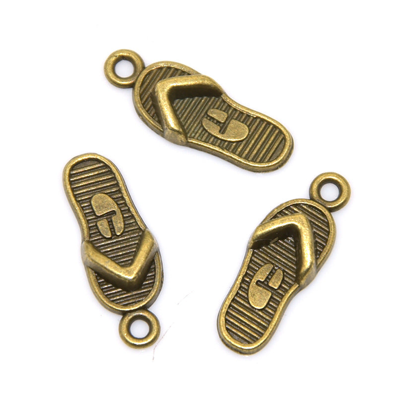 100PCS 18K Gold Filled Pendants Slippers For Jewelry Making Findings Supplies DIY Pendants Doki Decor Bronze  