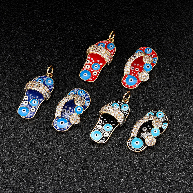 18K Gold Filled Pendants Slippers Rhinestone Charms Jewelry Making Findings Supplies Pendants Doki Decor   