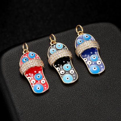 18K Gold Filled Pendants Slippers Rhinestone Charms Jewelry Making Findings Supplies Pendants Doki Decor With Loop Red 