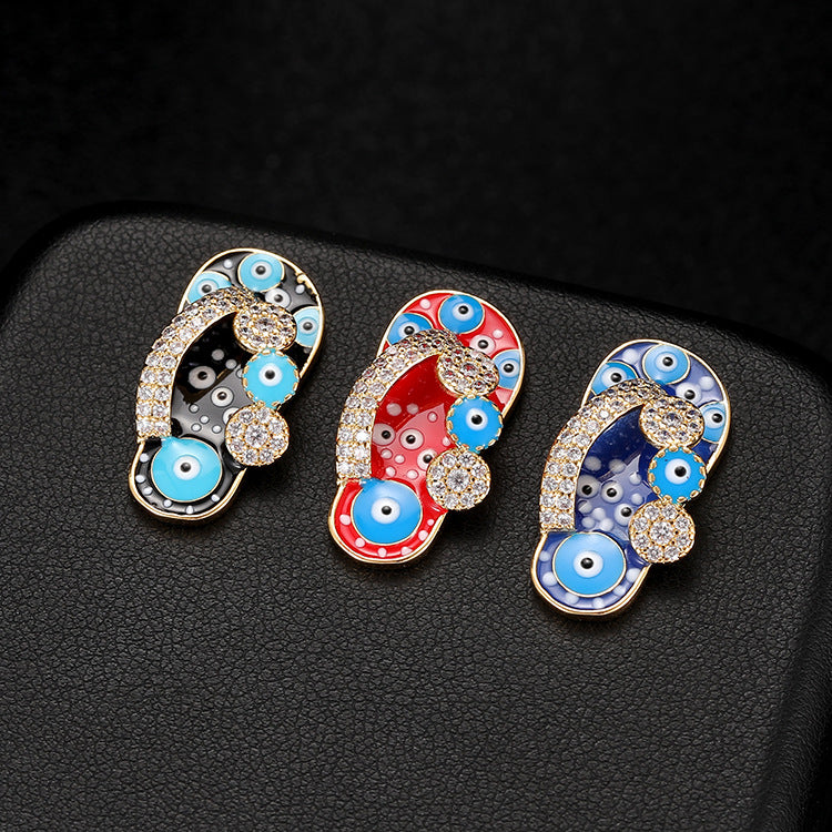 18K Gold Filled Pendants Slippers Rhinestone Charms Jewelry Making Findings Supplies Pendants Doki Decor Without Loop Red 