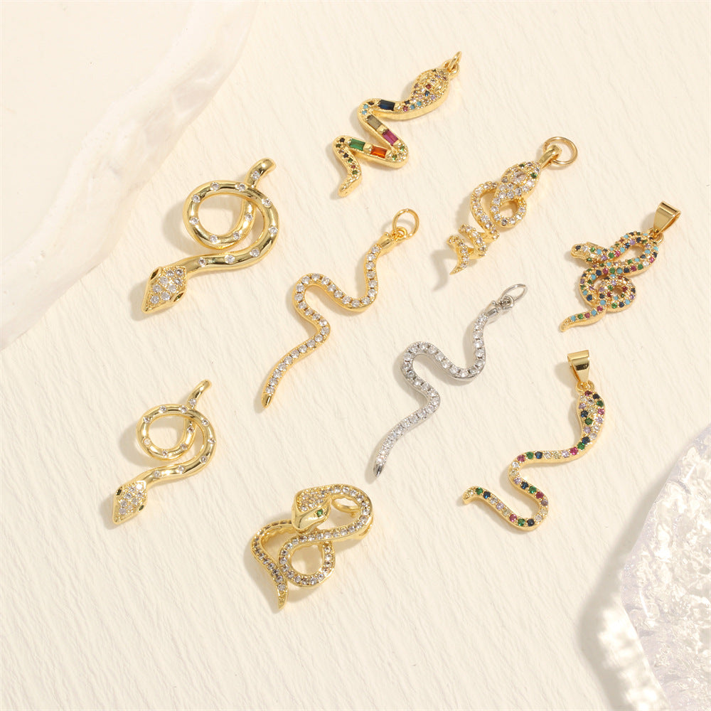 18K Gold Filled Pendants Snake Rhinestone Sexy Charms Jewelry Making Findings Supplies Pendants Doki Decor   