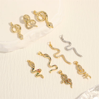 18K Gold Filled Pendants Snake Rhinestone Sexy Charms Jewelry Making Findings Supplies Pendants Doki Decor   