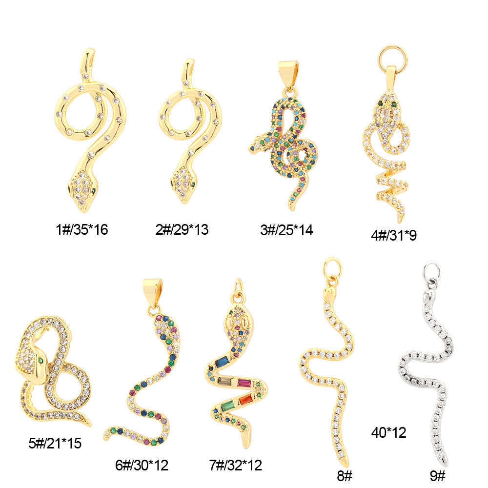 18K Gold Filled Pendants Snake Rhinestone Sexy Charms Jewelry Making Findings Supplies Pendants Doki Decor 1  