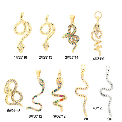 18K Gold Filled Pendants Snake Rhinestone Sexy Charms Jewelry Making Findings Supplies Pendants Doki Decor 1  