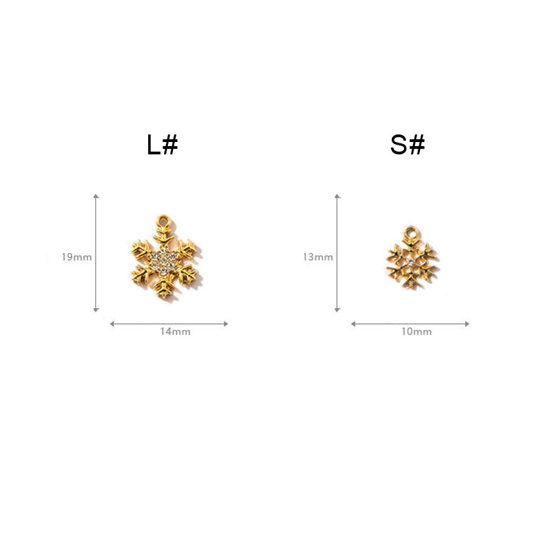 10PCS 18K Gold Filled Pendants Snowflakes Rhinestone White Gold Jewelry Making Findings Supplies Pendants Doki Decor   