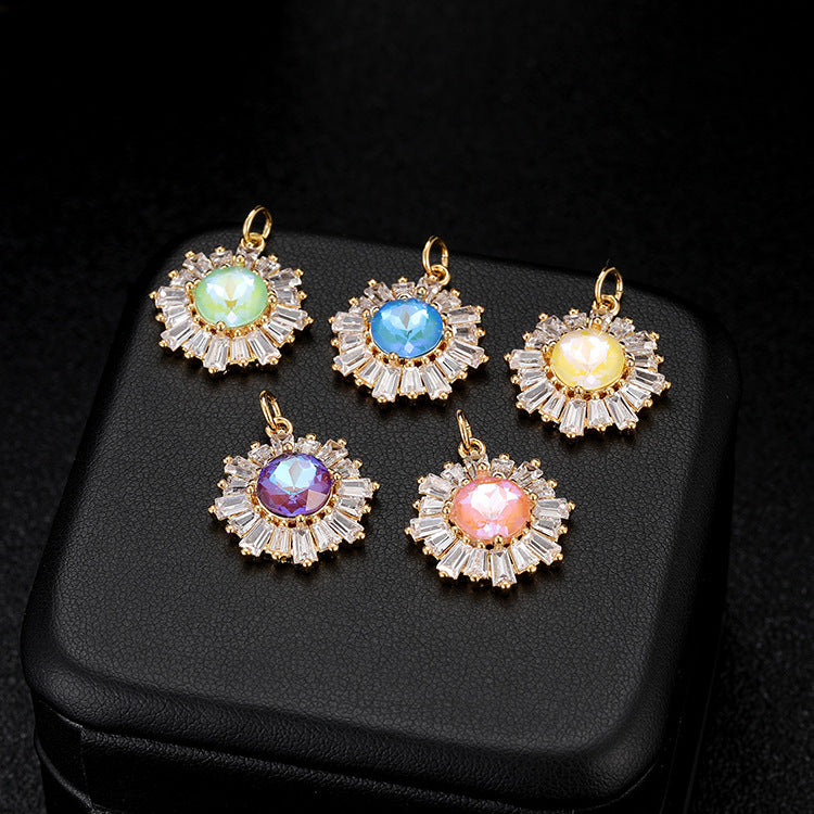 18K Gold Filled Pendants Snowflake Moonstone Flower Rhinestone Charms Jewelry Making Findings Supplies Pendants Doki Decor   