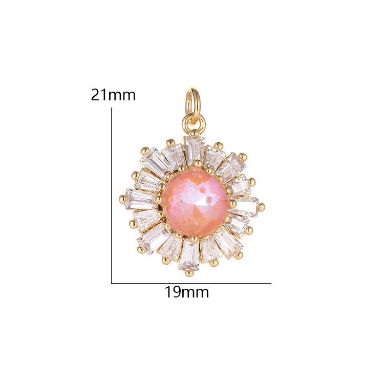 18K Gold Filled Pendants Snowflake Moonstone Flower Rhinestone Charms Jewelry Making Findings Supplies Pendants Doki Decor   