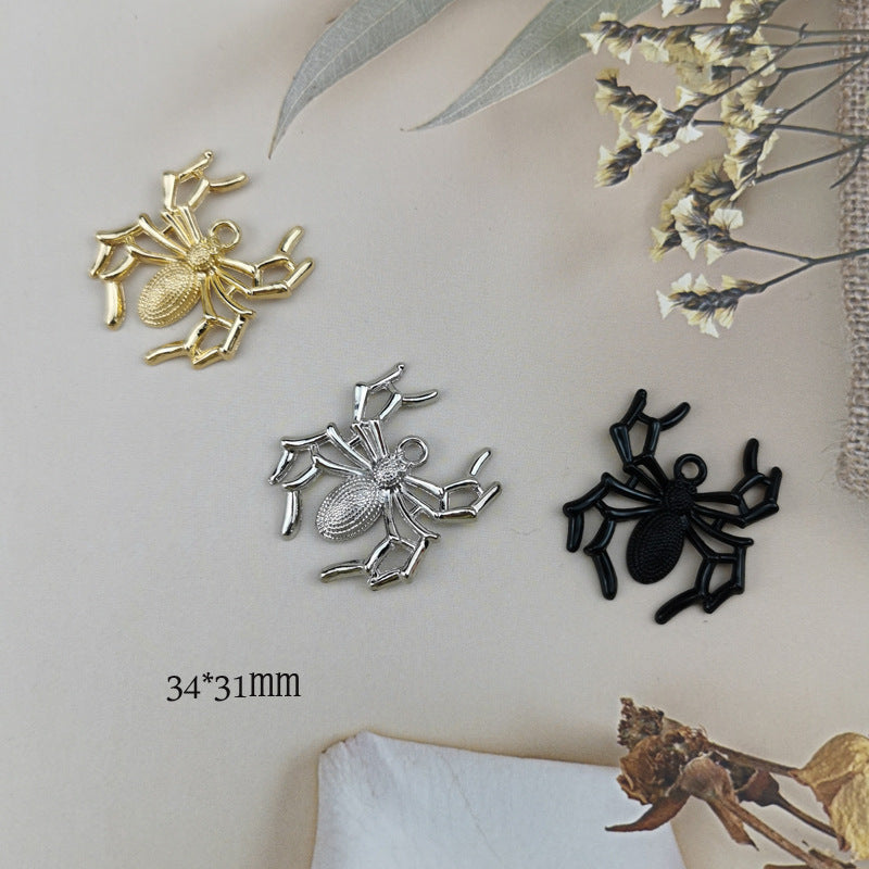 10PCS 18K Gold Filled Pendants Spider Halloween Jewelry Making Findings Supplies DIY Pendants Doki Decor   