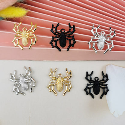 10PCS 18K Gold Filled Pendants Spider Halloween Jewelry Making Findings Supplies DIY Pendants Doki Decor   