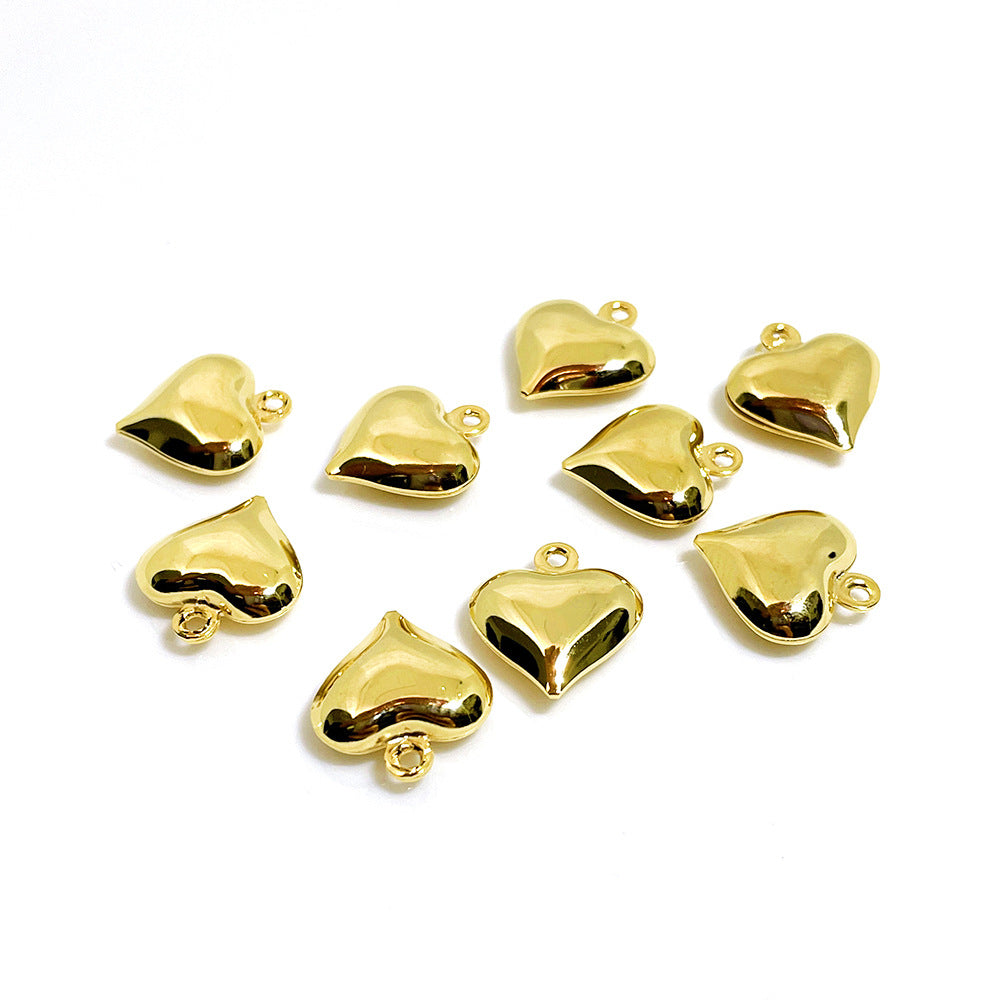 50PCS 18K Gold Filled Pendants Stainless Steel Hollow Heart Charms Jewelry Making Findings Supplies Pendants Doki Decor   