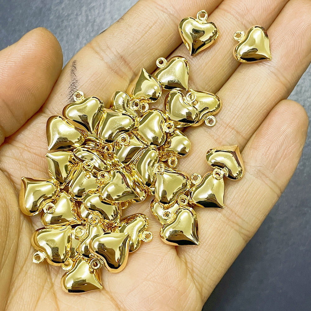 50PCS 18K Gold Filled Pendants Stainless Steel Hollow Heart Charms Jewelry Making Findings Supplies Pendants Doki Decor   