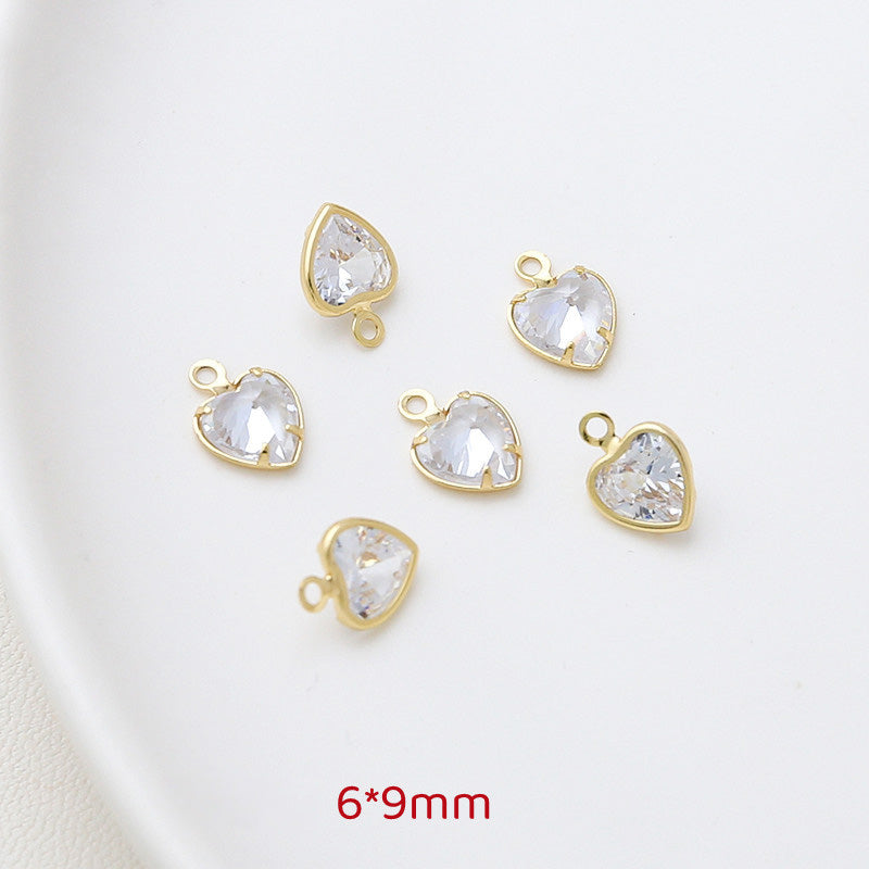 5PCS 18K Gold Filled Pendants Star Flower Heart Rhinestone Charms Jewelry Making Findings Supplies Pendants Doki Decor Heart  