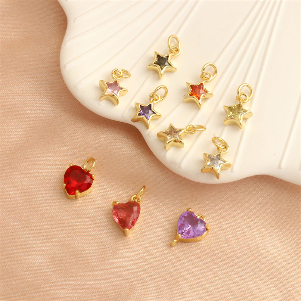 18K Gold Filled Pendants Star Heart Rhinestone Charms Jewelry Making Findings Supplies Pendants Doki Decor   